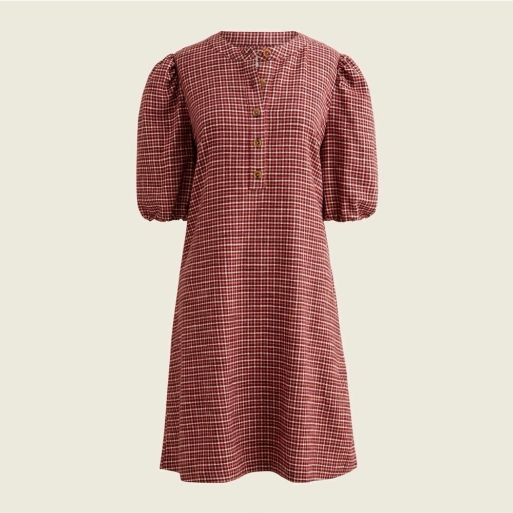 J.Crew Popover dress in brushed flannel. Size XS but it fits like a S/M. - Picture 5 of 6